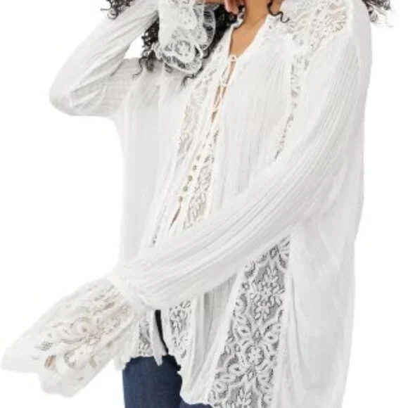 Free People Georgia Tunic Bright White SIZE SMALL - Picture 4 of 7